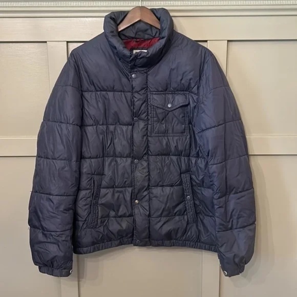 Levi's Puffer Jacket Coat Full Zip Navy Blue Water Repellent Size Large - Picture 1 of 11